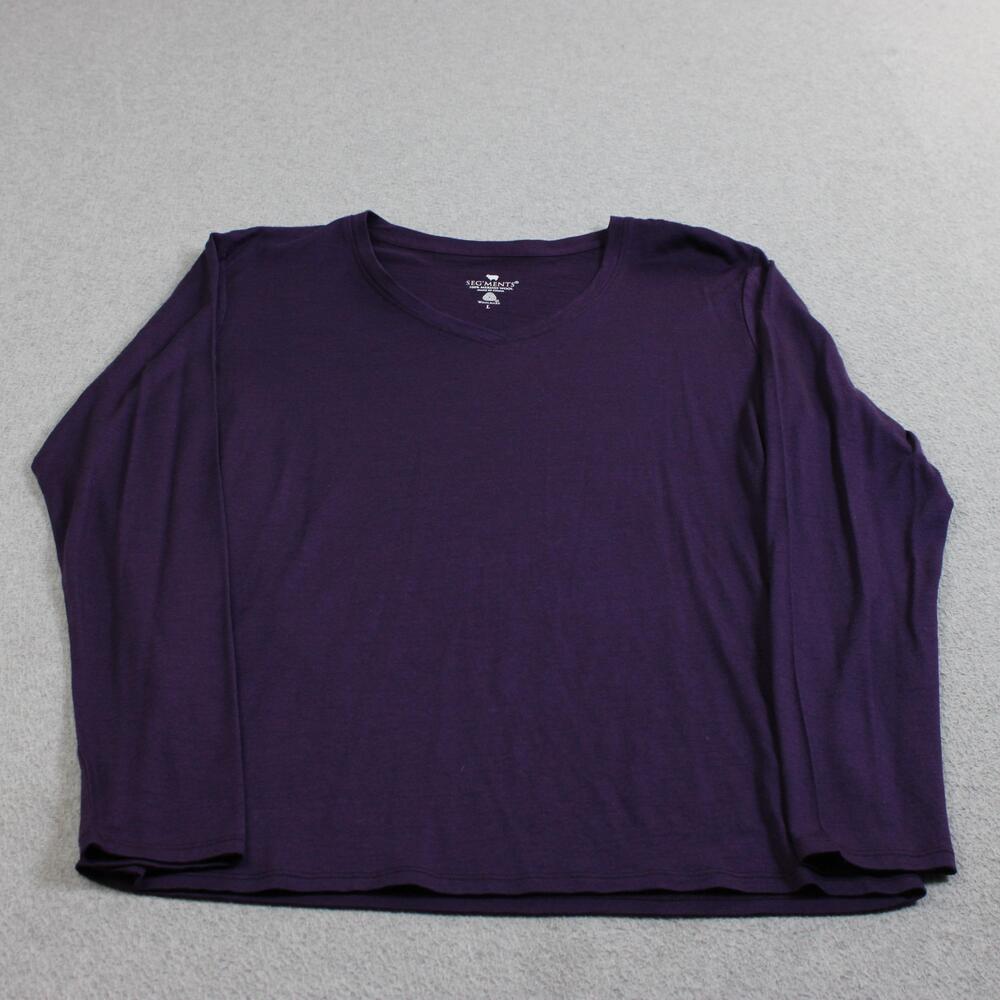SEG'MENTS Merino Wool Shirt Womens Large Purple Long Sleeve Base Layer Tee Hike